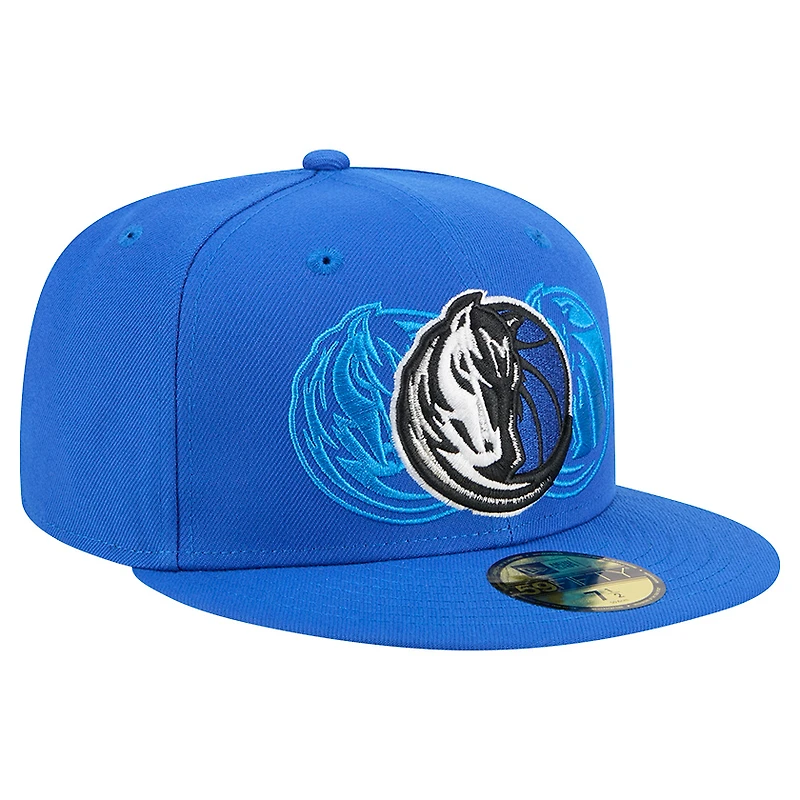 Men's New Era  Blue Dallas Mavericks Tri-Hit 59Fifty Fitted Hat