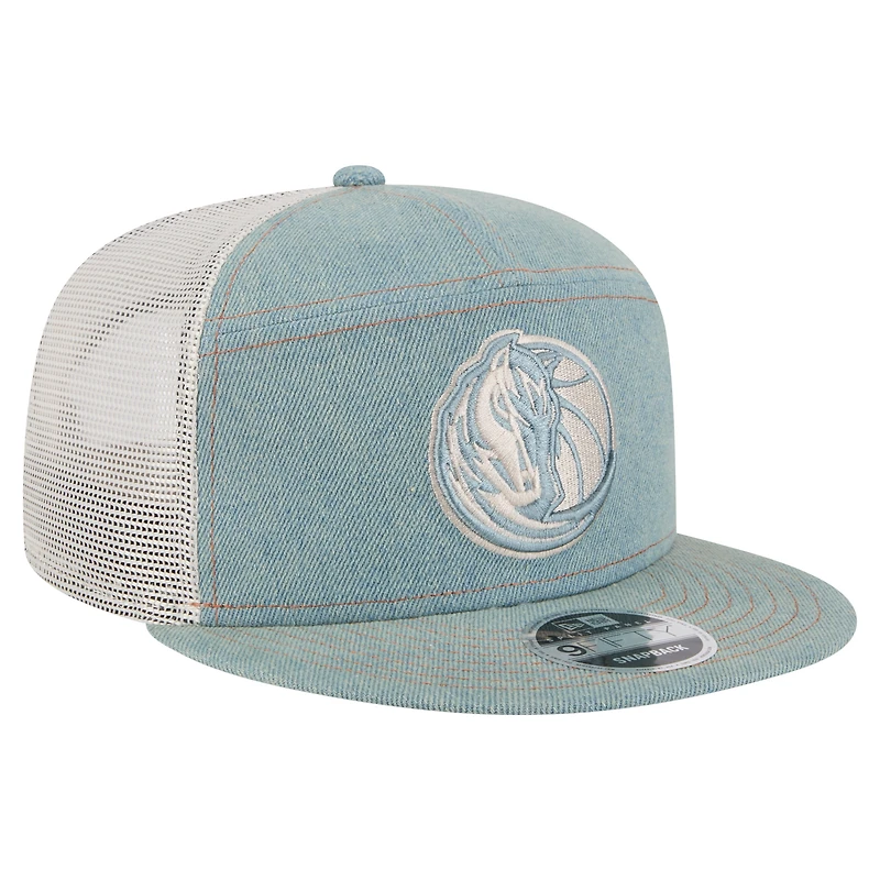 Casquette camionneur à pression 9FIFTY Adventure en denim pour homme des Dallas Mavericks de New Era