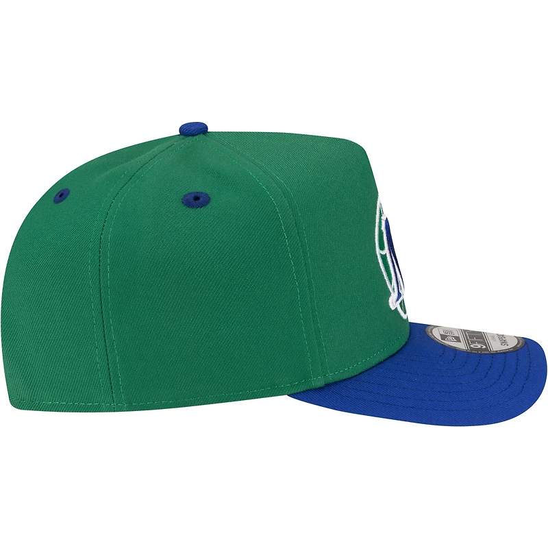 Men's New Era  Green/Blue Dallas Mavericks 80s Throwback A-Frame 9FIFTY Snapback Hat