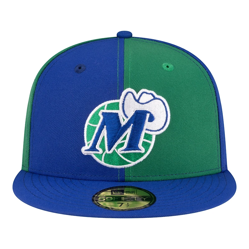 Casquette ajustée New Era 59FIFTY pour homme, verte et bleue, Dallas Mavericks, style rétro années 80, motif girouette.