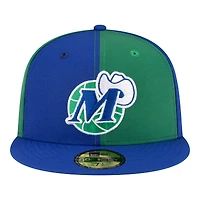 Casquette ajustée New Era 59FIFTY pour homme, verte et bleue, Dallas Mavericks, style rétro années 80, motif girouette.