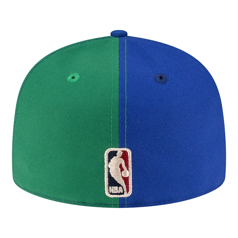 Men's New Era  Green/Blue Dallas Mavericks 80s Throwback Pinwheel 59FIFTY Fitted Hat