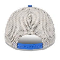 Men's New Era Khaki/Blue Dallas Mavericks Throwback Patch Trucker 9FORTY Adjustable Hat