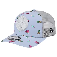 Casquette extensible à bouton-pression New Era bleu clair/gris Dallas Mavericks Adventure Aloha Pattern 9SEVENTY pour homme