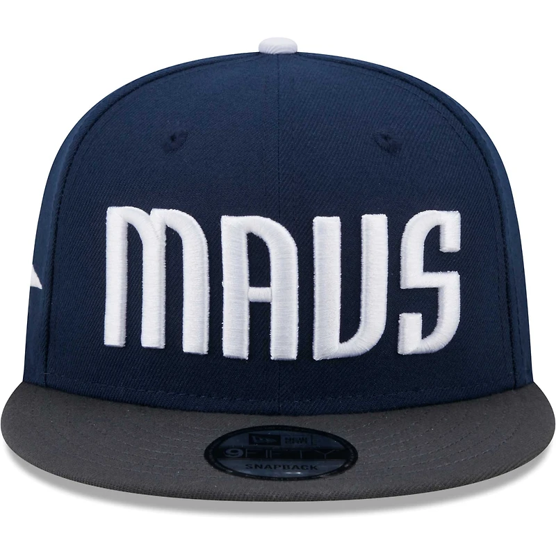 Men's New Era Navy/Gray Dallas Mavericks Jersey Hook Statement Edition 9FIFTY Snapback Hat
