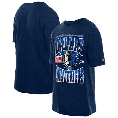 T-shirt New Era bleu marine Dallas Mavericks Boxy Old School Sport Vintage Wash pour homme
