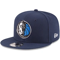 Casquette snapback New Era 9FIFTY pour homme, couleur officielle de l'équipe Dallas Mavericks, bleu marine