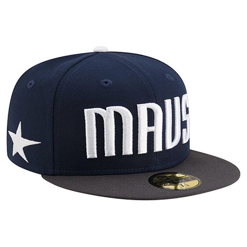 Casquette ajustée New Era bleu marine Dallas Mavericks Statement Edition Jersey Hook 59Fifty pour homme