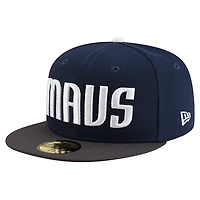 Men's New Era  Navy Dallas Mavericks Statement Edition Jersey Hook 59Fifty Fitted Hat