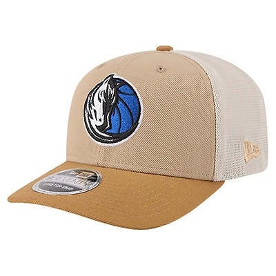 Men's New Era Tan/Light Brown Dallas Mavericks Two-Tone 9SEVENTY Adjustable Trucker Hat
