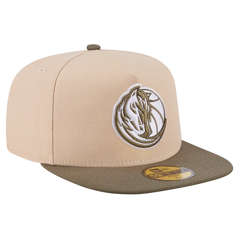 Men's New Era Tan Dallas Mavericks Color Pack Two-Tone 59FIFTY A-Frame Fitted Hat