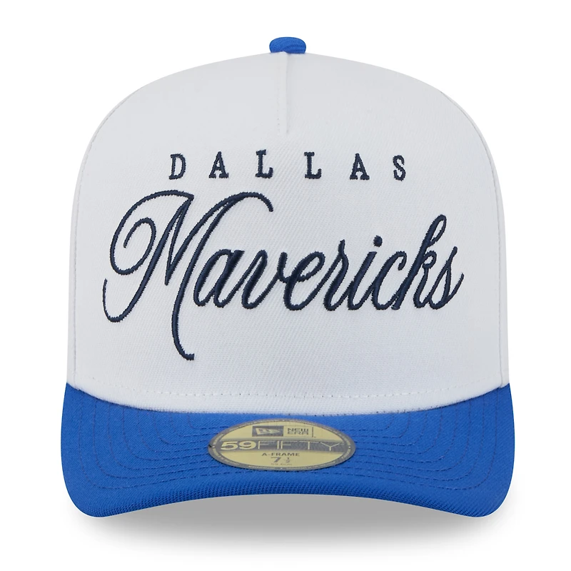 Men's New Era White/Blue Dallas Mavericks 2025 NBA Draft A-Frame 59FIFTY Fitted Hat
