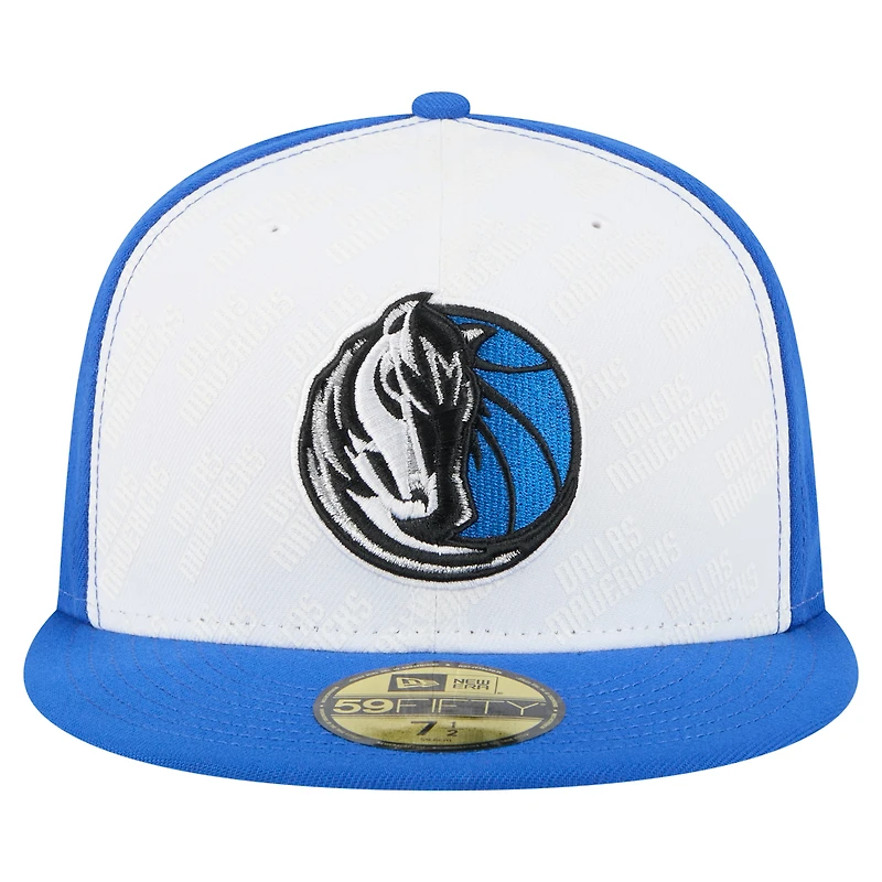 Men's New Era  White/Blue Dallas Mavericks Repeat 59Fifty Fitted Hat