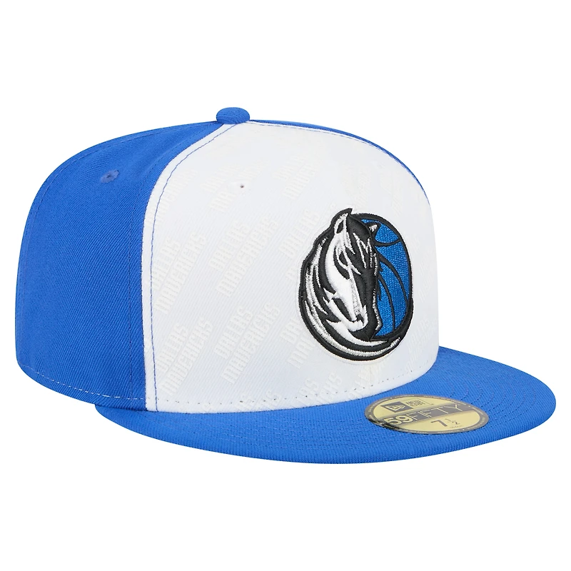 Men's New Era  White/Blue Dallas Mavericks Repeat 59Fifty Fitted Hat