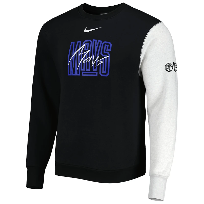 Men's Nike Black/Heather Gray Dallas Mavericks Courtside Versus Force & Flight Pullover Sweatshirt