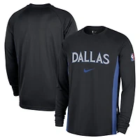 T-shirt d'entraînement à manches longues Nike Dallas Mavericks City Edition 2025/26 pour homme, noir, authentique, Dri-FIT, avant-match