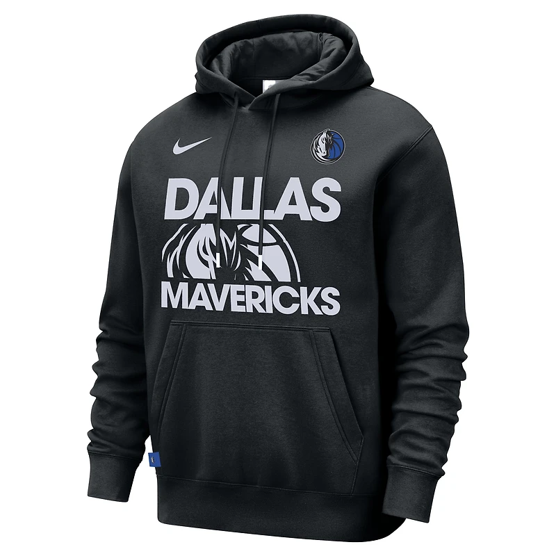 Men's Nike Black Dallas Mavericks Courtside Club Pullover Hoodie