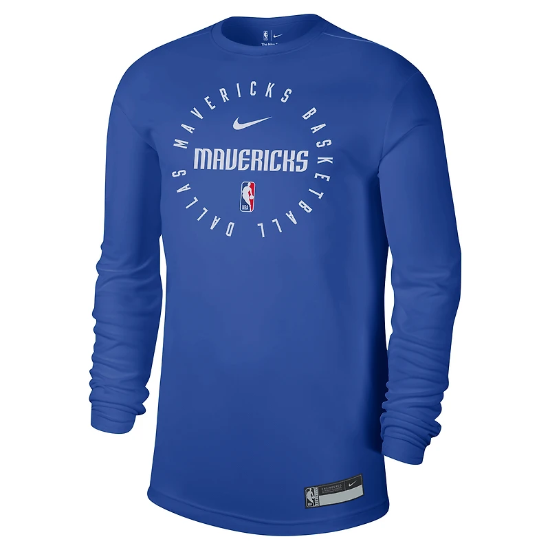 T-shirt d'entraînement à manches longues Nike Dallas Mavericks 2024/25 Legend On-Court pour homme Bleu