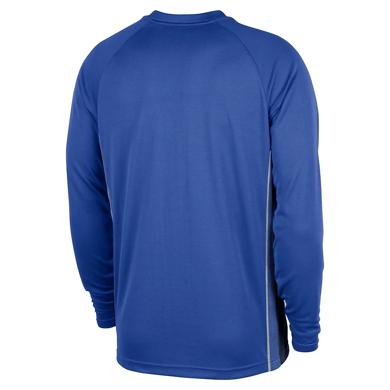 Maillot de tir Nike bleu à manches longues Dallas Mavericks 2025/26 Authentic Pre-Game Legend Dri-FIT pour homme