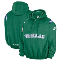 Men's Nike Green Dallas Mavericks Hardwood Classics Therma-FIT Half-Zip Hooded Windbreaker