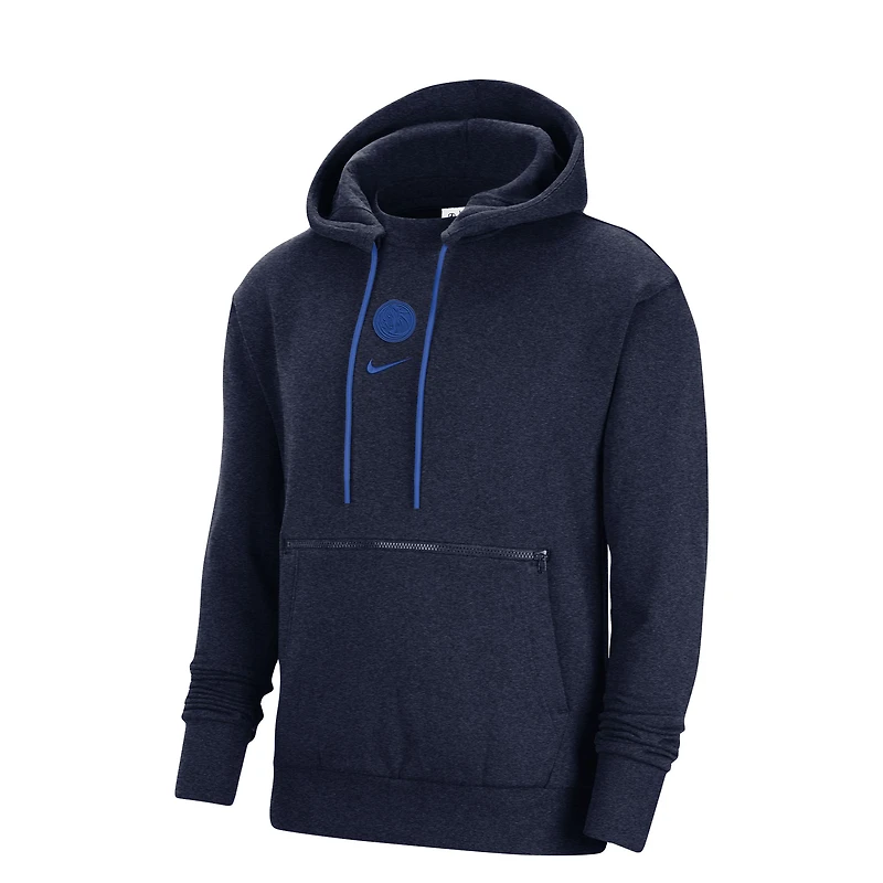 Chandail à capuchon enfiler Nike Dallas Mavericks Courtside Versus Flight pour homme - Bleu marine chiné