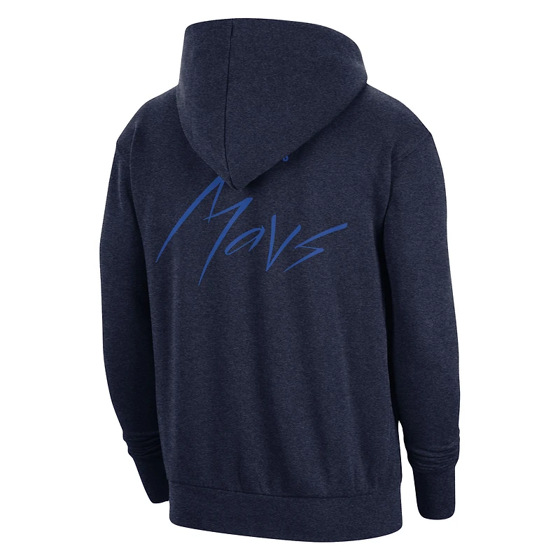Chandail à capuchon enfiler Nike Dallas Mavericks Courtside Versus Flight pour homme - Bleu marine chiné