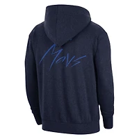 Chandail à capuchon enfiler Nike Dallas Mavericks Courtside Versus Flight pour homme - Bleu marine chiné