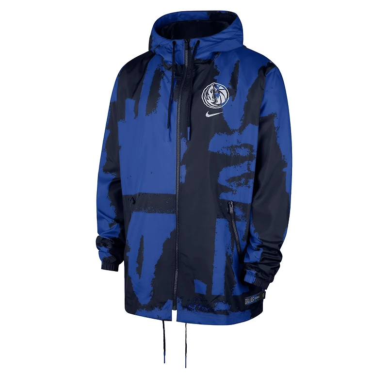 Men's Nike Navy/Blue Dallas Mavericks Courtside Club Premium Woven Full-Zip Hooded Jacket