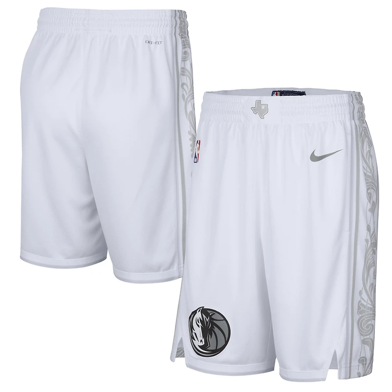 Short Nike blanc Dallas Mavericks City Edition Swingman 2024/25 pour homme