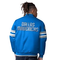 Veste en satin bleu Starter pour homme Dallas Mavericks Scout Varsity avec boutons-pression