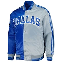 Men's Starter Royal/Gray Dallas Mavericks Fast Break Satin Full-Snap Jacket