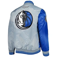 Veste Starter Royal/Gris Dallas Mavericks Fast Break Satin Full-Snap pour homme