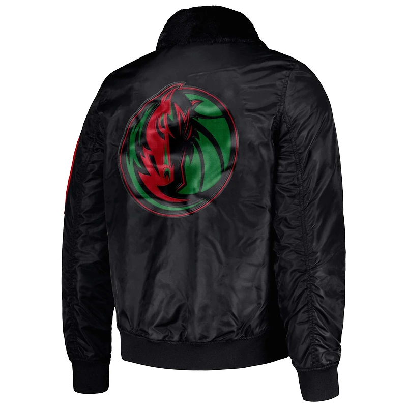 Veste Starter x Ty Mopkins noire pour homme Dallas Mavericks Black History Month Satin Full-Zip Jacket