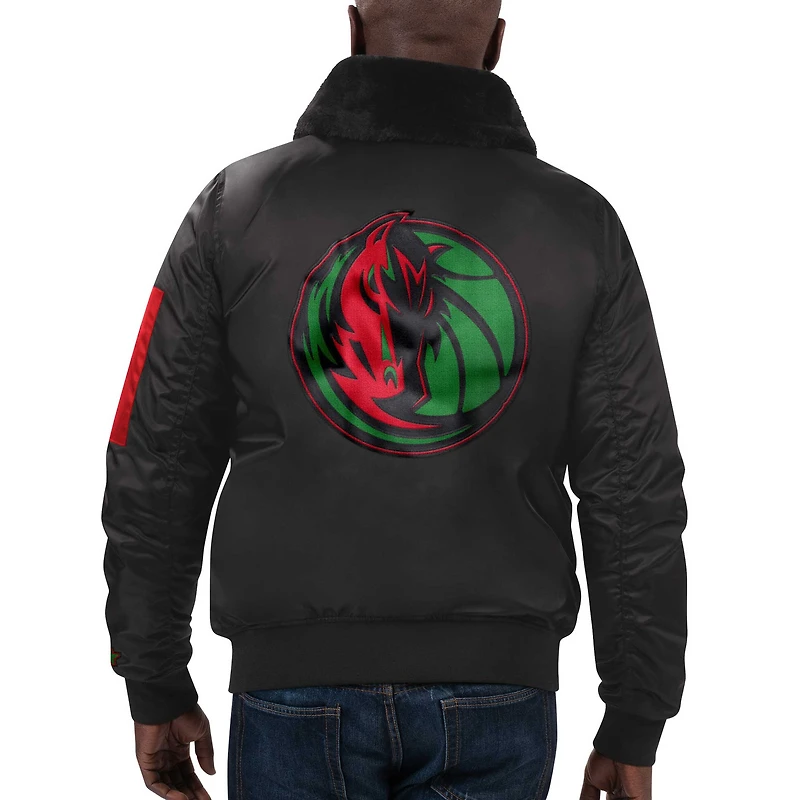Veste Starter x Ty Mopkins noire pour homme Dallas Mavericks Black History Month Satin Full-Zip Jacket