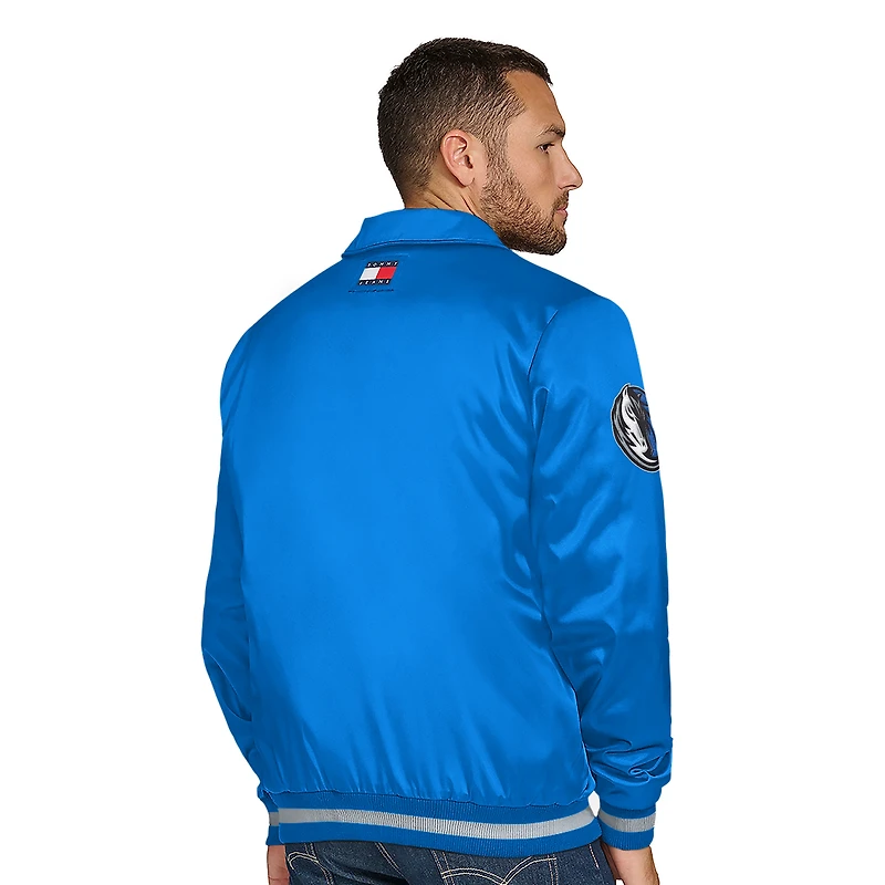 Veste universitaire à boutons-pression et appliqués en point de chaîne Jacob pour homme Tommy Jeans Blue Dallas Mavericks