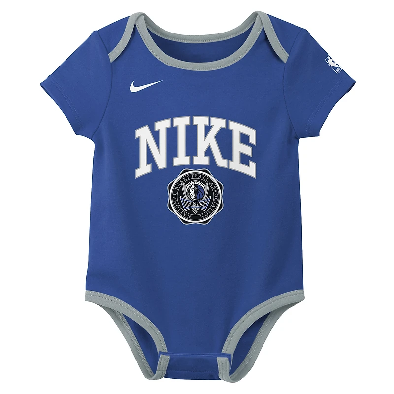 Ensemble de deux bodies Nike bleu/noir Dallas Mavericks Just Do It pour nouveau-né