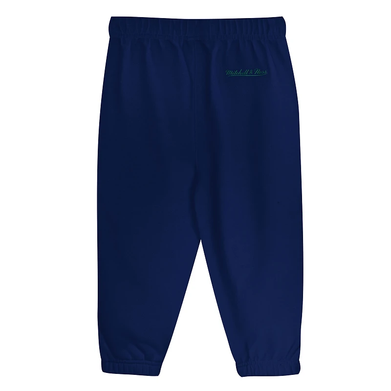 Toddler Mitchell & Ness Navy/Green Dallas Mavericks Big Face Oversized Pullover Hoodie Pants Set