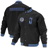 Veste universitaire unisexe FISLL noire Dallas Mavericks Logoman Shadow Collection à boutons-pression