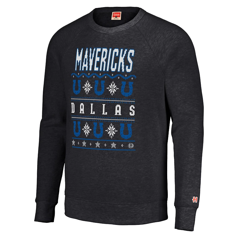 Sweat-shirt unisexe Hommage Charcoal Dallas Mavericks Holiday Raglan