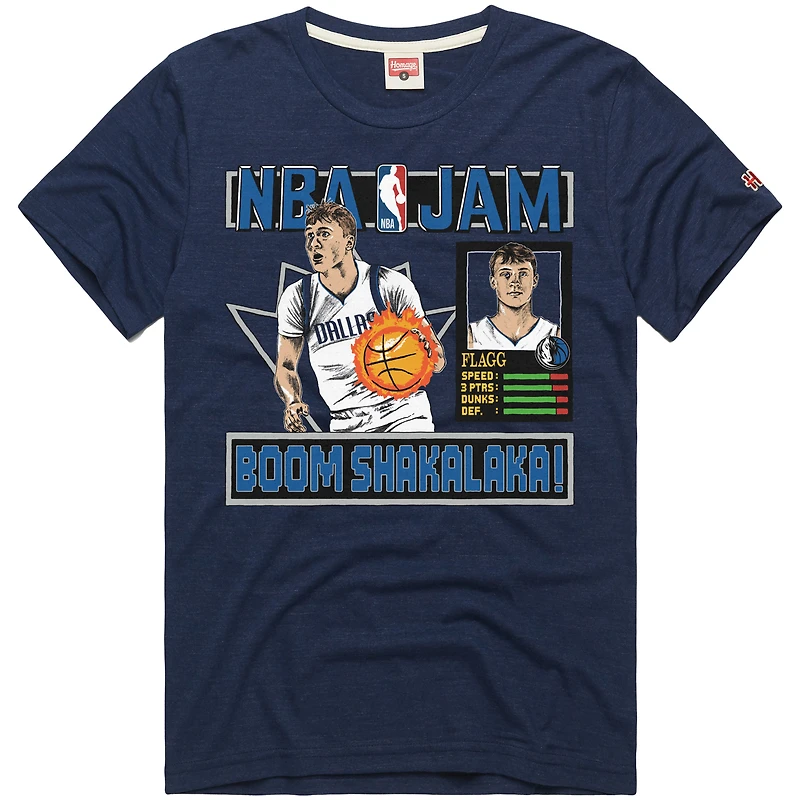 Unisex Homage Cooper Flagg Navy Dallas Mavericks NBA Jam Tri-Blend T-Shirt