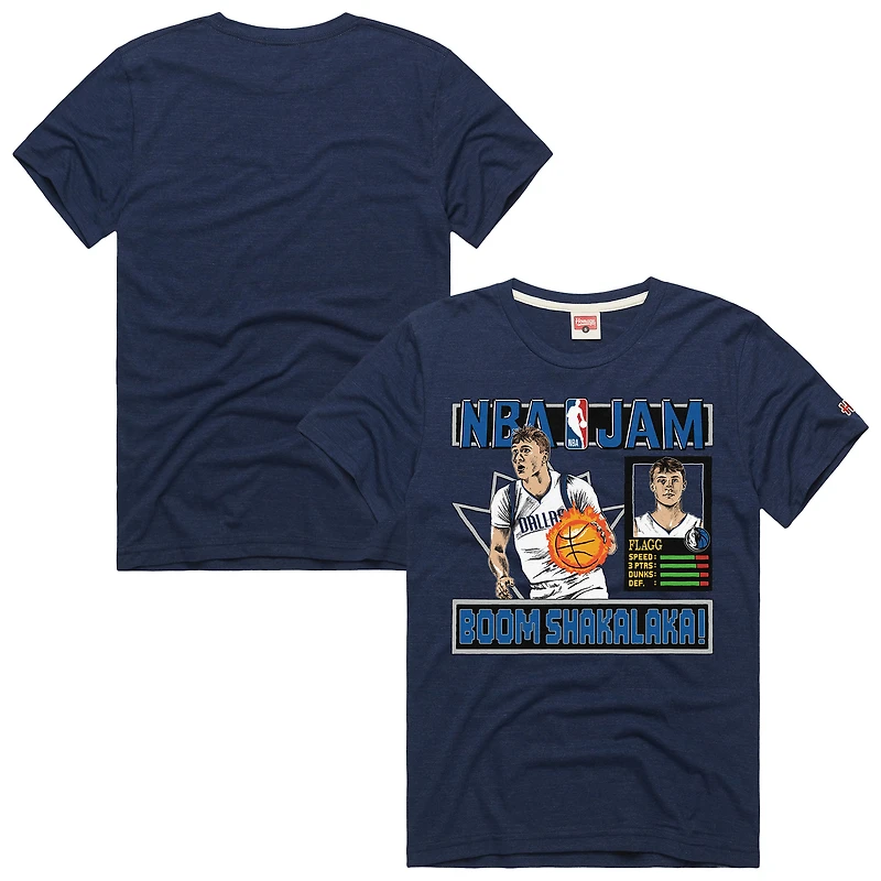 T-shirt unisexe Homage Cooper Flagg bleu marine Dallas Mavericks NBA Jam en mélange de trois matières