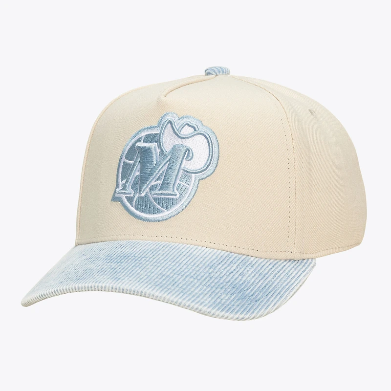 Unisex Mitchell & Ness Cream/Light Blue Dallas Mavericks Faded Pro Snapback Hat