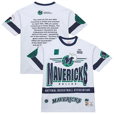 T-shirt unisexe blanc Mitchell & Ness Dallas Mavericks Hardwood Classics Vintage Team Origins Premium