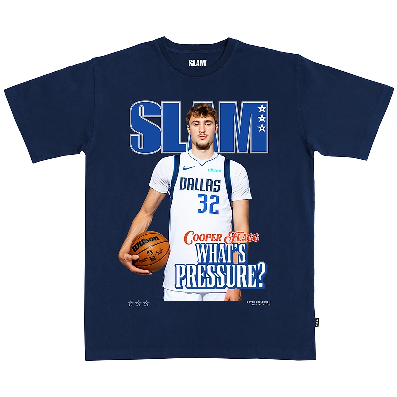 T-shirt unisexe bleu marine avec drapeau Cooper SLAM des Dallas Mavericks