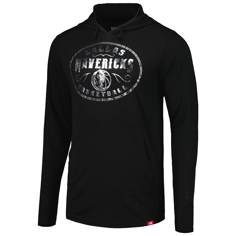 T-shirt à capuche manches longues unisexe Sportiqe Dallas Mavericks Rowan Tri-Blend noir
