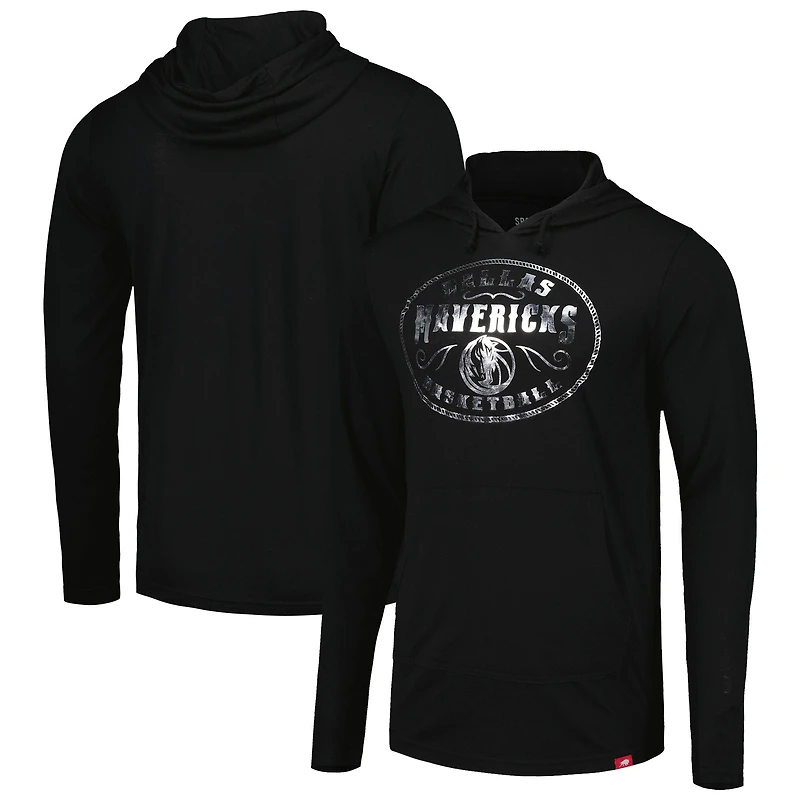 T-shirt à capuche manches longues unisexe Sportiqe Dallas Mavericks Rowan Tri-Blend noir