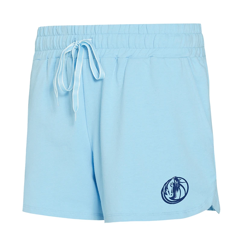 Ensemble haut à manches longues et short Elevation Tri-Blend bleu clair Dallas Mavericks de Concepts Sport pour femme