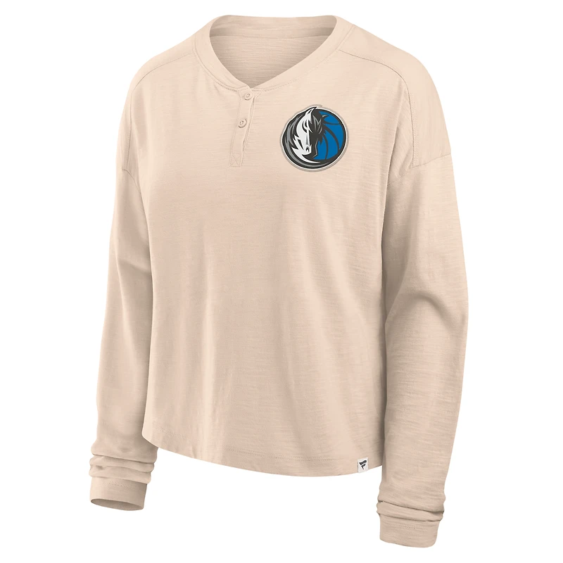 Women's Fanatics Natural Dallas Mavericks Boxed Out Drop Fashion Long Sleeve T-Shirt