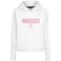 Women's Levelwear  White Dallas Mavericks Mother's Day Sweet Floral Cropped Tri-Blend Pullover Hoodie