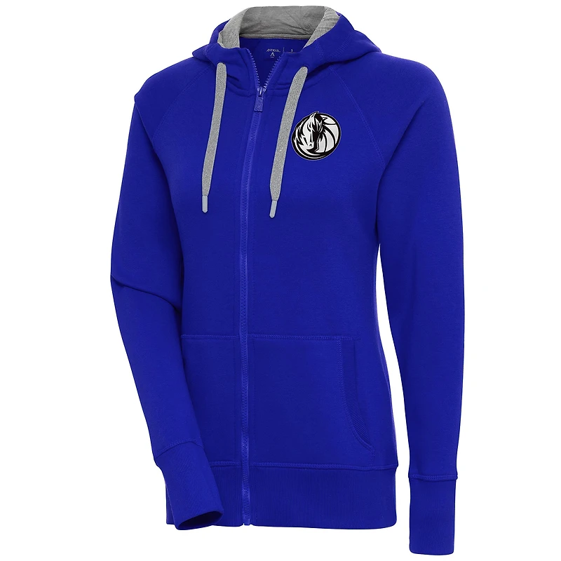 Sweat à capuche entièrement zippé Dallas Mavericks bleu Antigua pour femme, motif métal brossé Victory